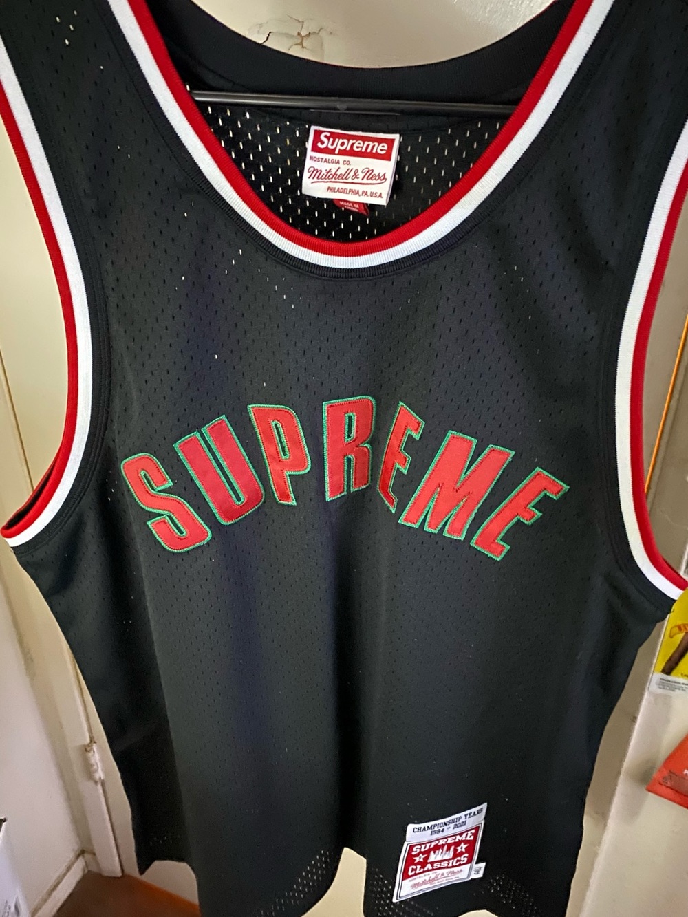Supreme X Mitchell & Ness Basketball jersey.